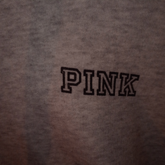 PINK Victoria's Secret Light Gray Hoodie with Black Accents - Picture 3 of 3